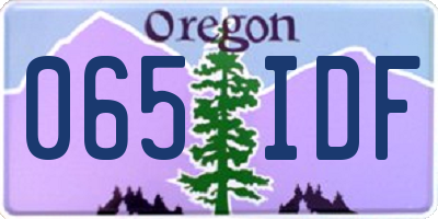 OR license plate 065IDF
