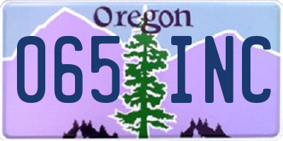 OR license plate 065INC