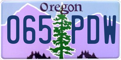 OR license plate 065PDW