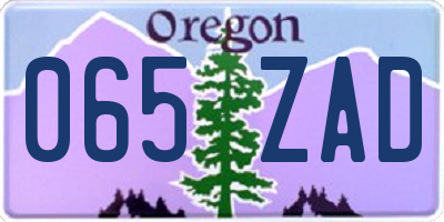 OR license plate 065ZAD