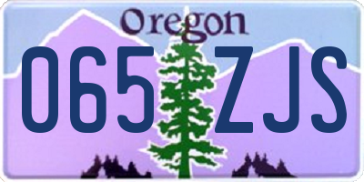 OR license plate 065ZJS