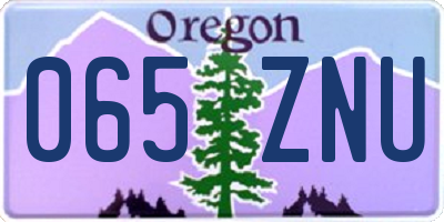 OR license plate 065ZNU