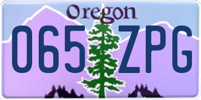 OR license plate 065ZPG