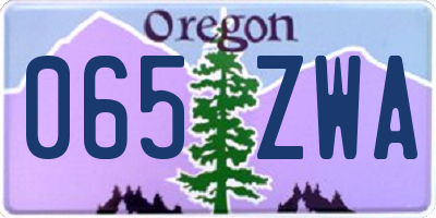 OR license plate 065ZWA