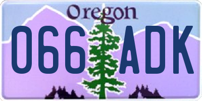 OR license plate 066ADK