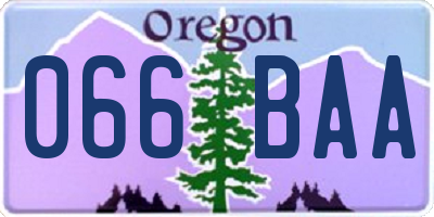 OR license plate 066BAA