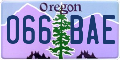 OR license plate 066BAE