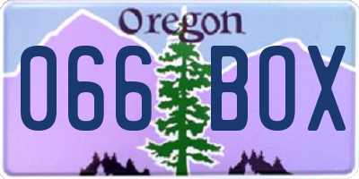 OR license plate 066BOX