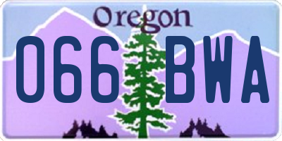 OR license plate 066BWA