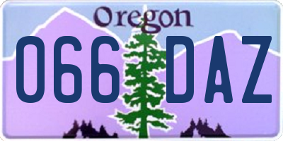 OR license plate 066DAZ