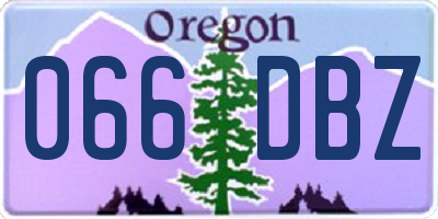 OR license plate 066DBZ