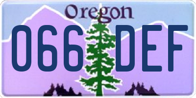 OR license plate 066DEF