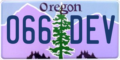 OR license plate 066DEV