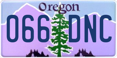 OR license plate 066DNC