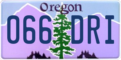 OR license plate 066DRI