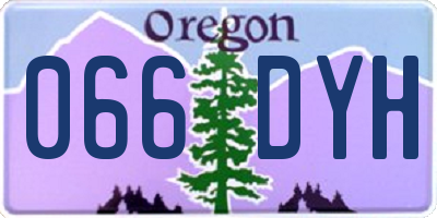 OR license plate 066DYH