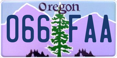 OR license plate 066FAA