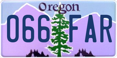 OR license plate 066FAR