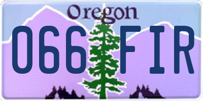 OR license plate 066FIR