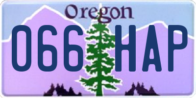 OR license plate 066HAP