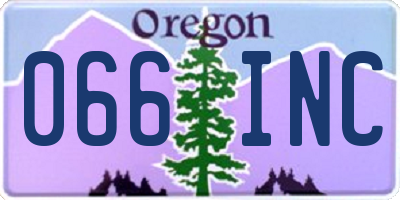 OR license plate 066INC