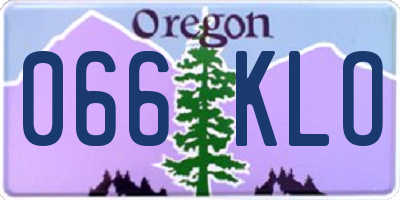 OR license plate 066KLO