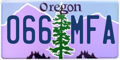 OR license plate 066MFA