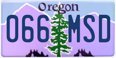 OR license plate 066MSD