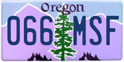 OR license plate 066MSF