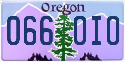 OR license plate 066OIO