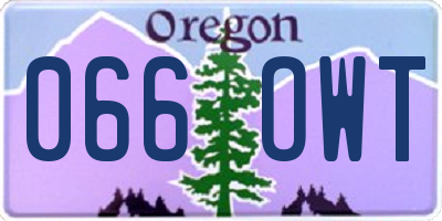OR license plate 066OWT