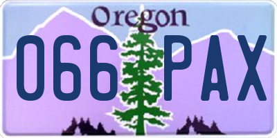 OR license plate 066PAX