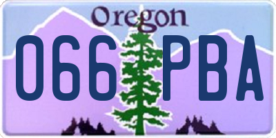 OR license plate 066PBA