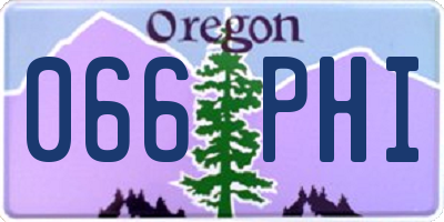 OR license plate 066PHI