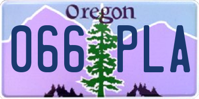 OR license plate 066PLA