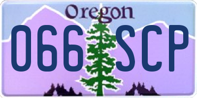 OR license plate 066SCP