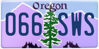 OR license plate 066SWS