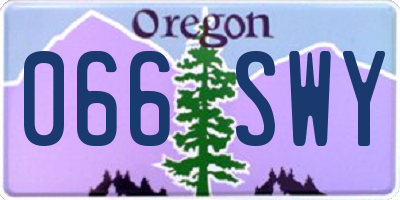 OR license plate 066SWY