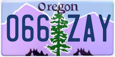OR license plate 066ZAY