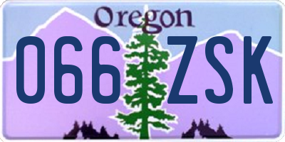 OR license plate 066ZSK