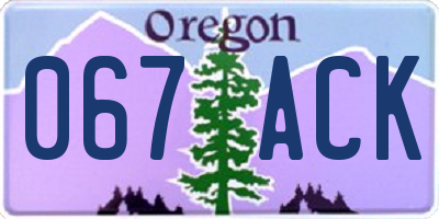 OR license plate 067ACK