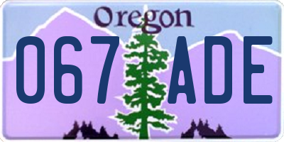 OR license plate 067ADE