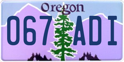 OR license plate 067ADI