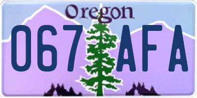 OR license plate 067AFA