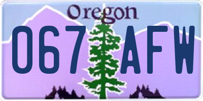 OR license plate 067AFW