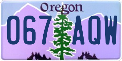 OR license plate 067AQW