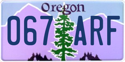 OR license plate 067ARF