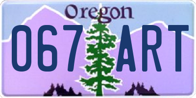 OR license plate 067ART