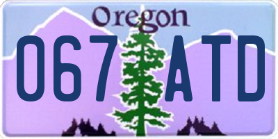 OR license plate 067ATD