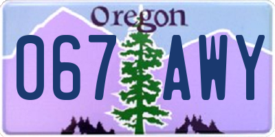 OR license plate 067AWY